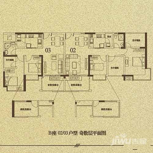 信义荔山公馆5室3厅3卫163.6㎡户型图