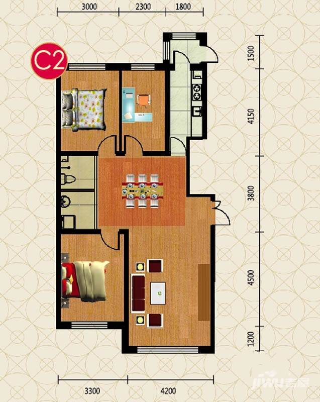 金嘉水岸3室2厅1卫117.2㎡户型图