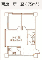 万丰慧城2室1厅1卫75㎡户型图