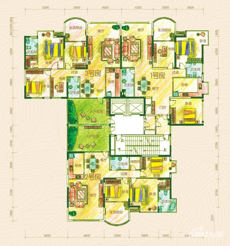 黔灵文峰苑3室2厅2卫126㎡户型图