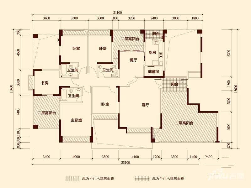 公园大地5室2厅3卫193㎡户型图