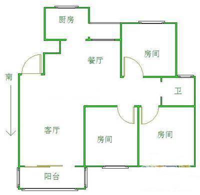 弘阳旭日上城3室2厅1卫115㎡户型图