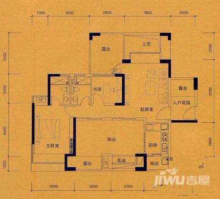 依云上城2室2厅1卫92㎡户型图