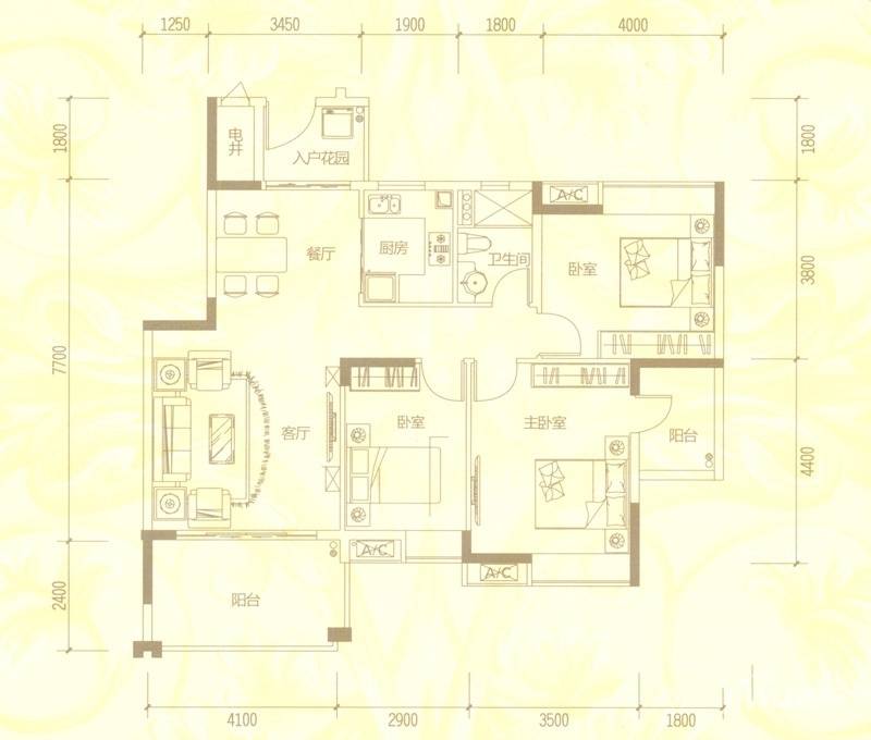 尚观御园3室2厅1卫107㎡户型图