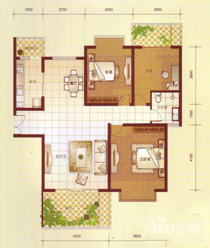 汤泉HOUSE3室2厅1卫112.7㎡户型图