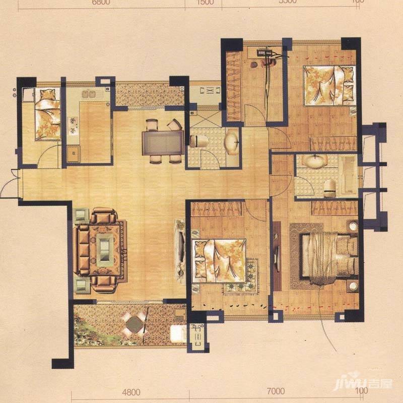 中庚帝国大苑4室2厅2卫143.5㎡户型图