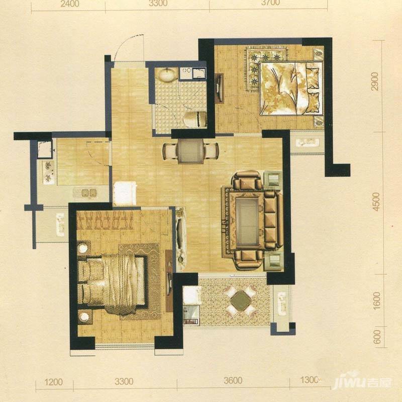 中庚帝国大苑2室2厅1卫70.5㎡户型图