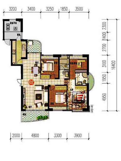 当代天境4室2厅2卫158.6㎡户型图