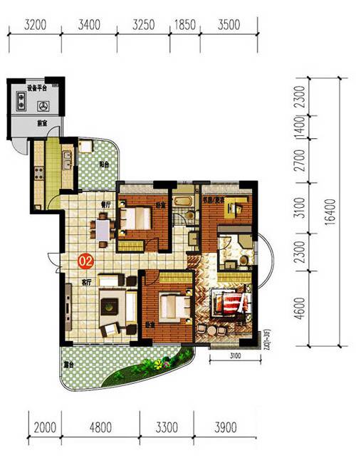 当代天境4室2厅2卫154.5㎡户型图