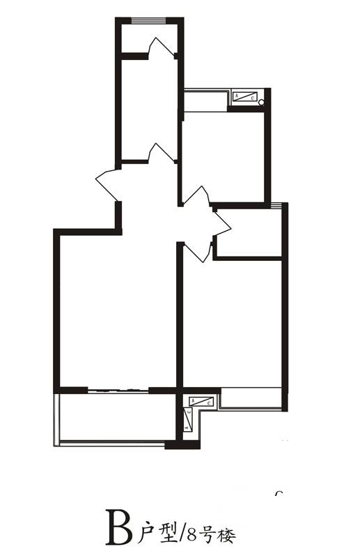 唐樾六和坊2室2厅1卫91㎡户型图