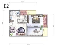 九形道2室1厅1卫65㎡户型图