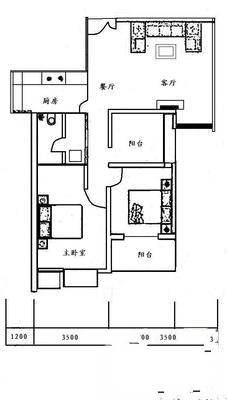 弘润幸福里3室2厅1卫113㎡户型图