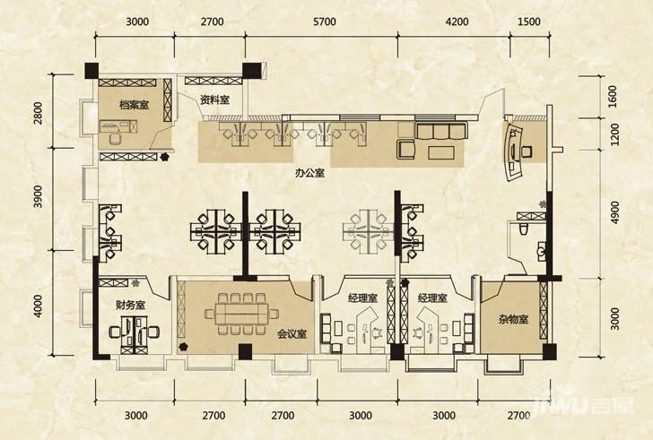 蓝湾国际广场3室7厅1卫151㎡户型图