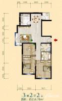 明发锦绣华城3室2厅2卫116.8㎡户型图