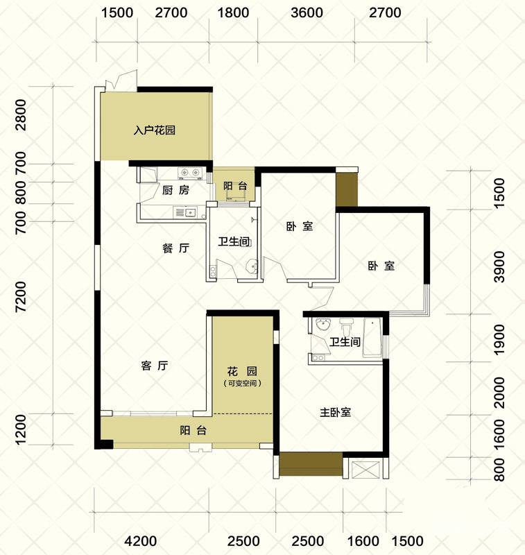 北城公馆3室2厅2卫143.2㎡户型图