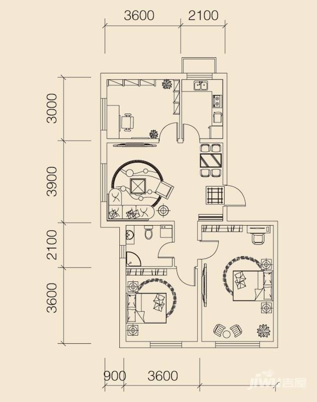 宜家观澜3室2厅1卫96㎡户型图