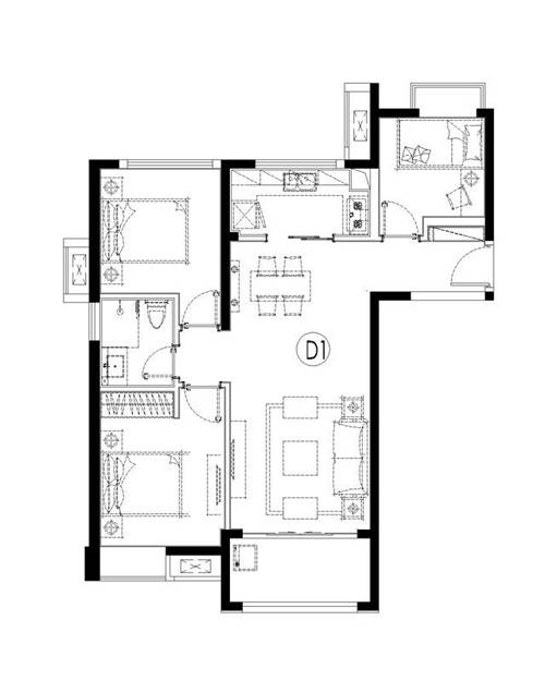 中航城国际社区 A区3室2厅1卫85㎡户型图