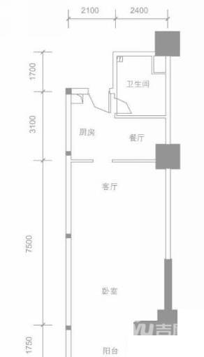 i more1室2厅1卫77㎡户型图