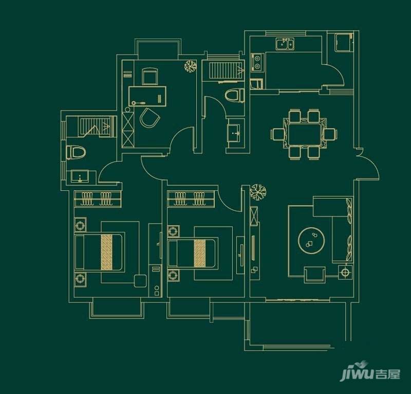 蓝鼎海棠湾普通住宅128㎡户型图