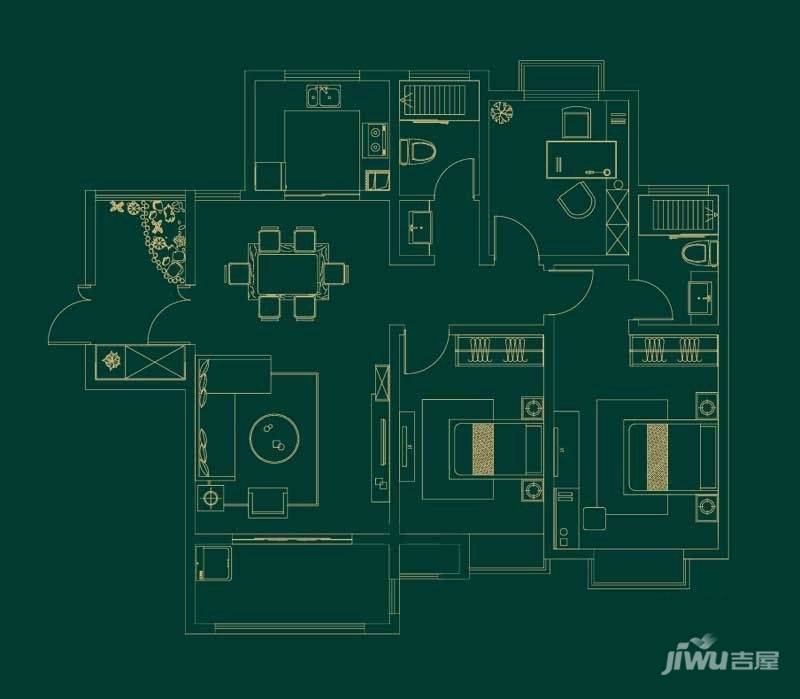 蓝鼎海棠湾普通住宅128㎡户型图