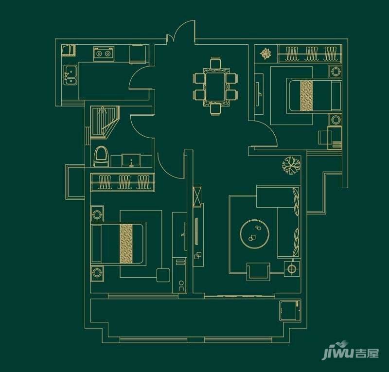 蓝鼎海棠湾普通住宅98㎡户型图