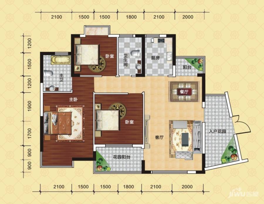 兴威帕克水岸3室2厅2卫112.4㎡户型图