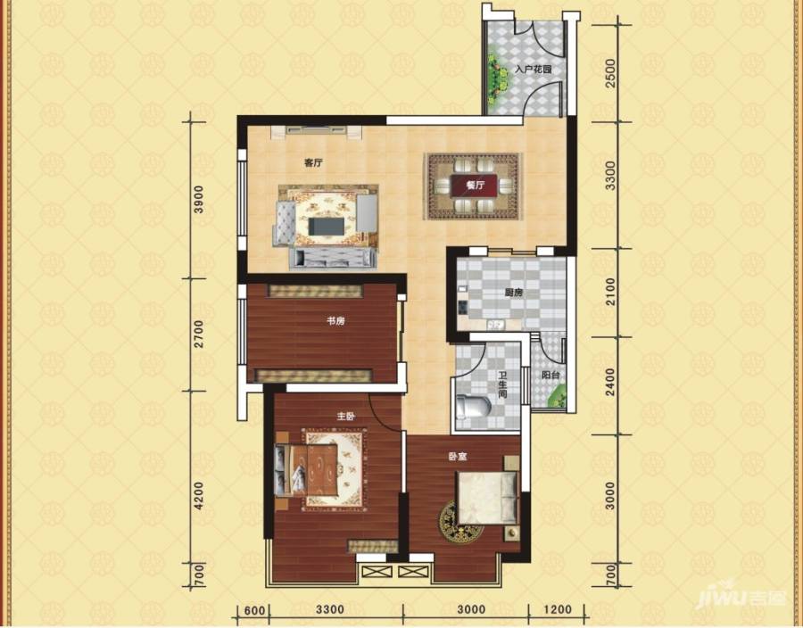 兴威帕克水岸3室2厅1卫98.7㎡户型图