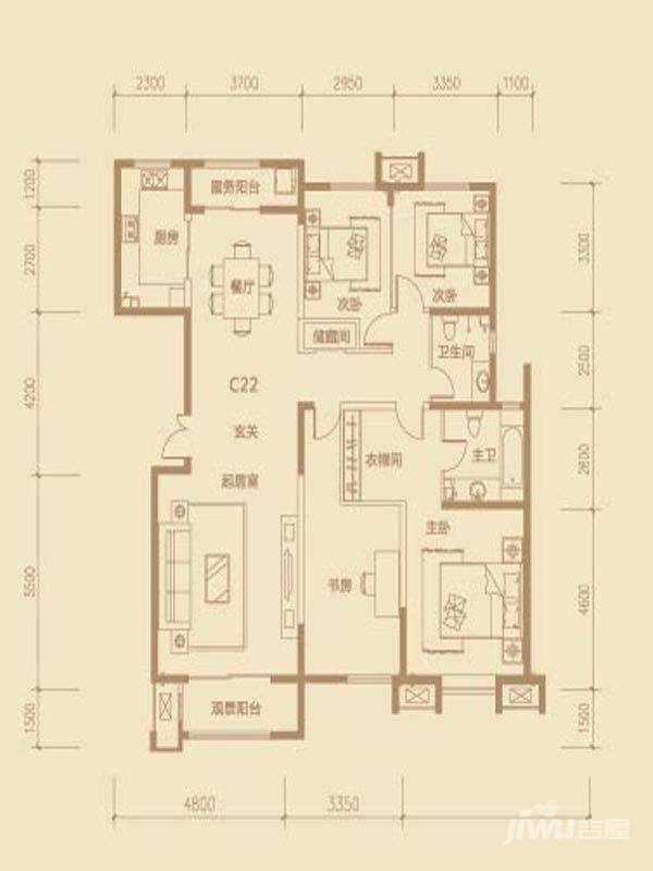 茂华紫苑公馆4室2厅2卫194.9㎡户型图