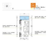 i尚国际1室1厅1卫39.3㎡户型图