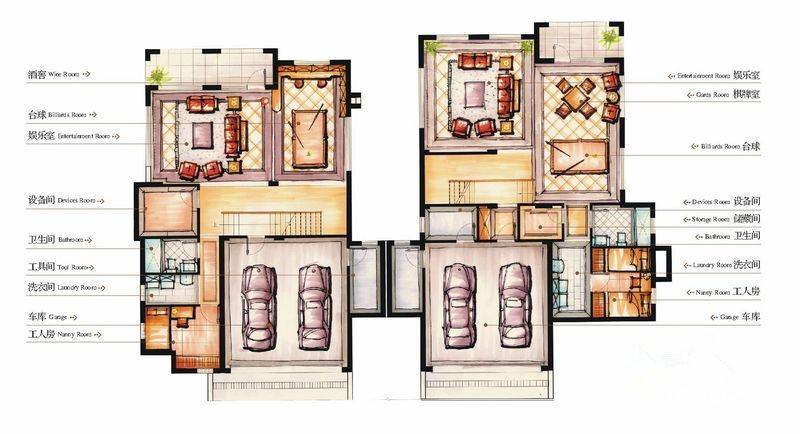 美洲故事5室4厅7卫450㎡户型图