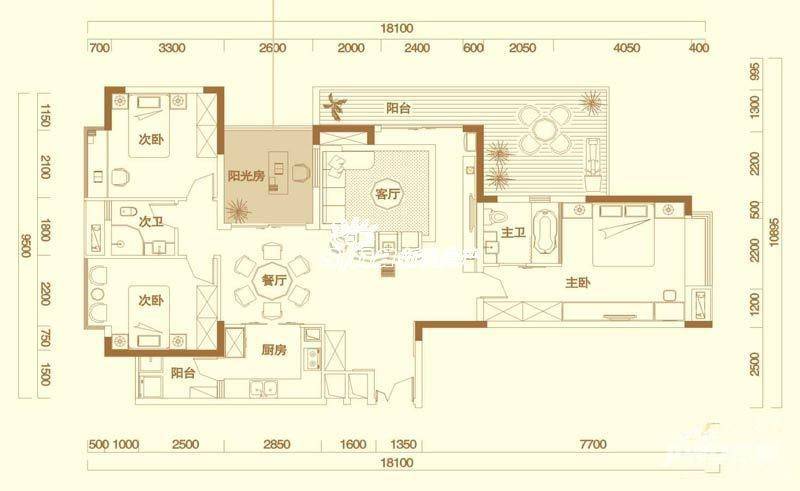 岳泰理想城4室2厅2卫157㎡户型图