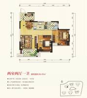 湘腾琴岛2室2厅1卫86㎡户型图