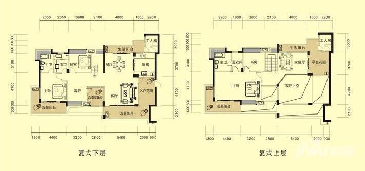 恒基凯旋门3室4厅3卫334.7㎡户型图