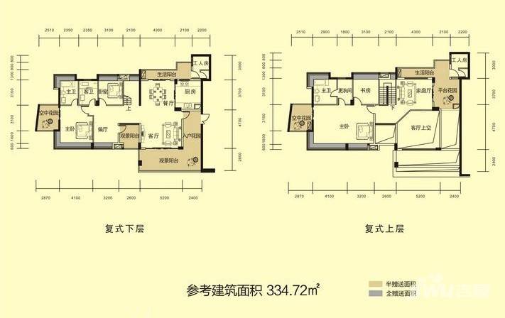 恒基凯旋门3室4厅3卫334.7㎡户型图