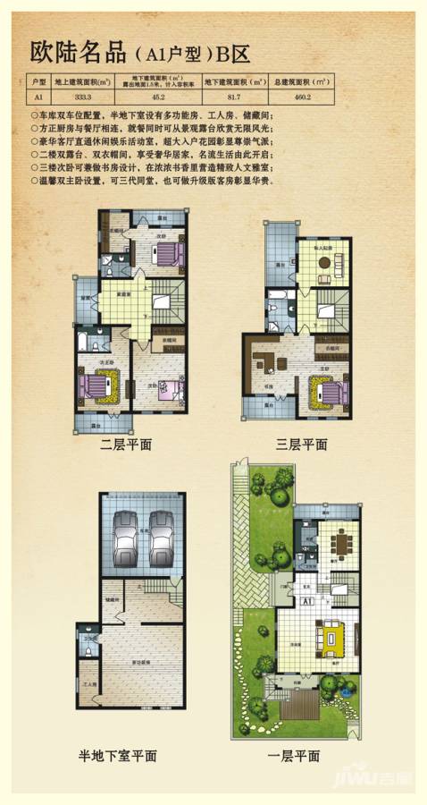 紫郡山庄别墅-联排460.2㎡户型图