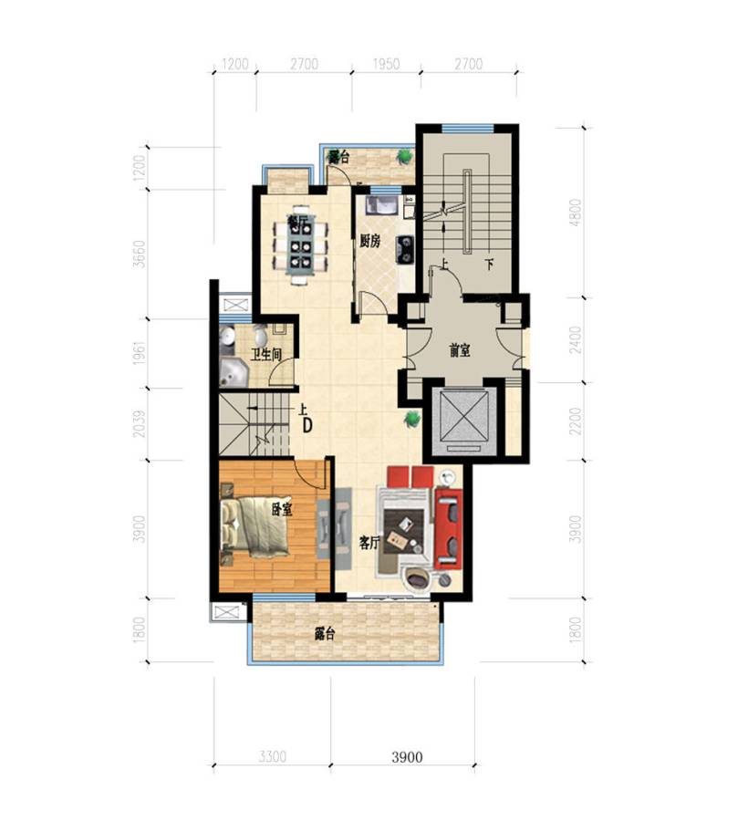 祥龙福邸1室2厅1卫81.5㎡户型图