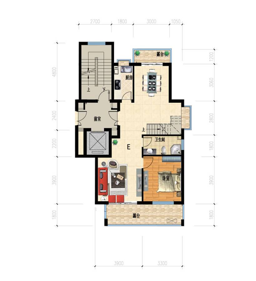 祥龙福邸1室2厅1卫83㎡户型图