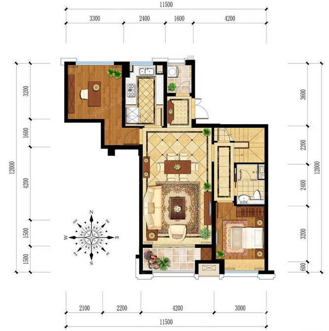 金地天逸4室2厅3卫138㎡户型图