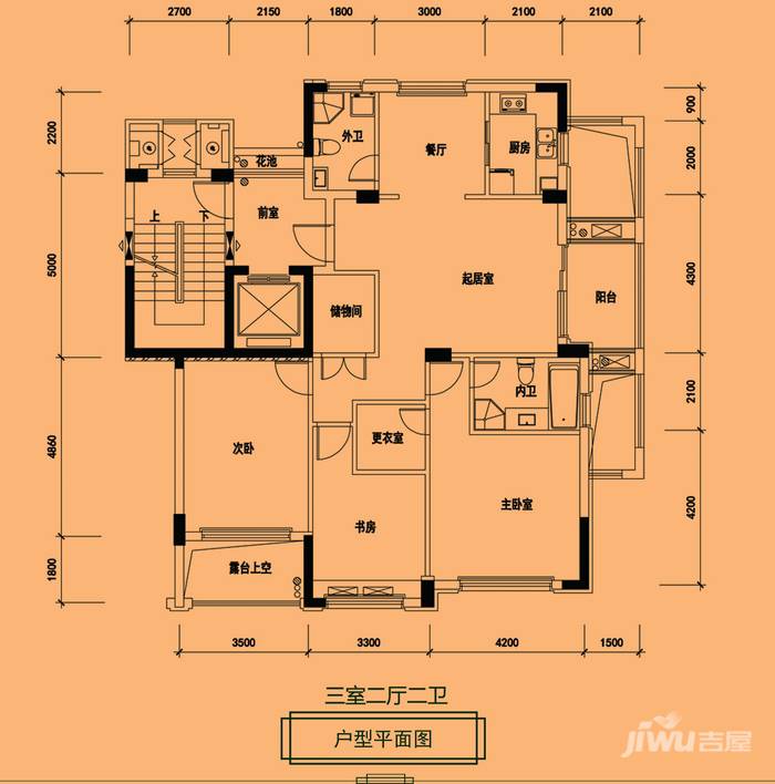 泰地·金水湾3室2厅2卫144㎡户型图