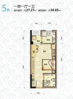 中维都市美邻1室1厅1卫27.3㎡户型图