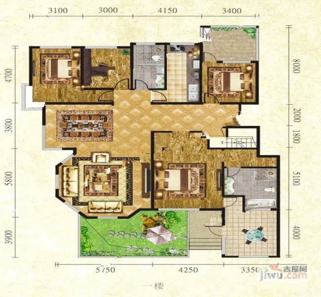 太公湖御泉湾5室2厅1卫232㎡户型图