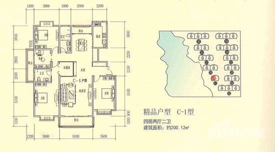 金洲花园4室2厅2卫200.1㎡户型图