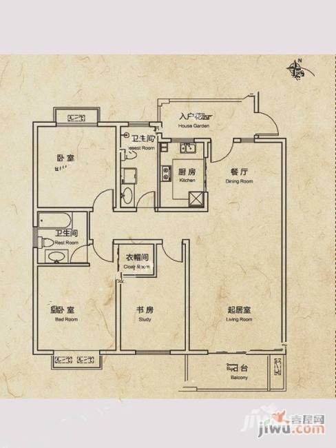 天煜紫悦城3室2厅2卫142㎡户型图