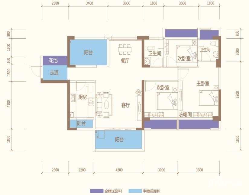 方略城市广场3室2厅2卫119.2㎡户型图