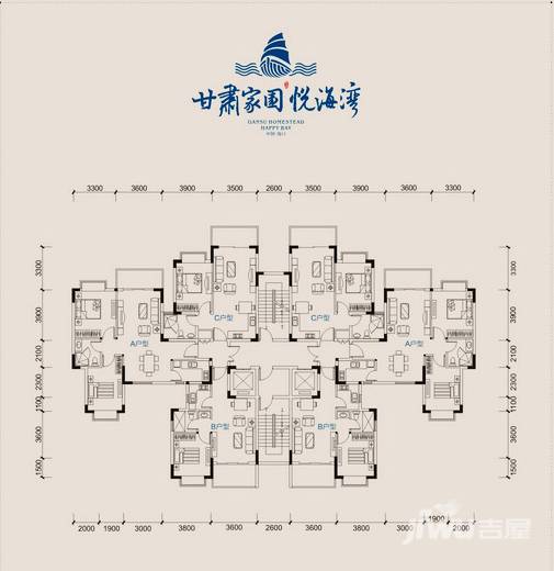 景园悦海湾1室2厅1卫59㎡户型图