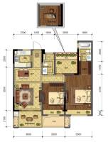 天阳晴朗2室2厅2卫90㎡户型图