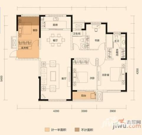 中海国际社区4室2厅2卫142㎡户型图