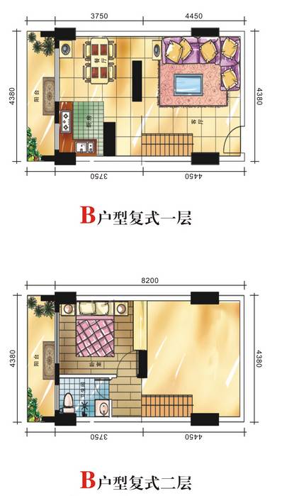 时代花苑1室1厅1卫户型图