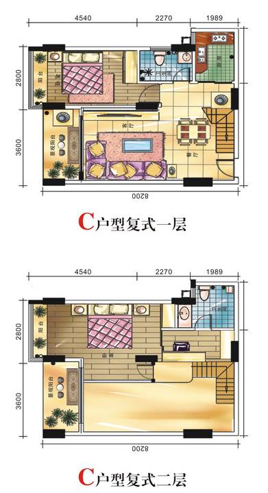 时代花苑2室1厅2卫户型图