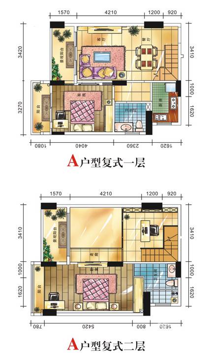 时代花苑2室1厅2卫户型图